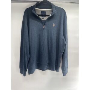 US Polo Assn Quarter Zip Flatback Pullover Navy Blue Sweater XL